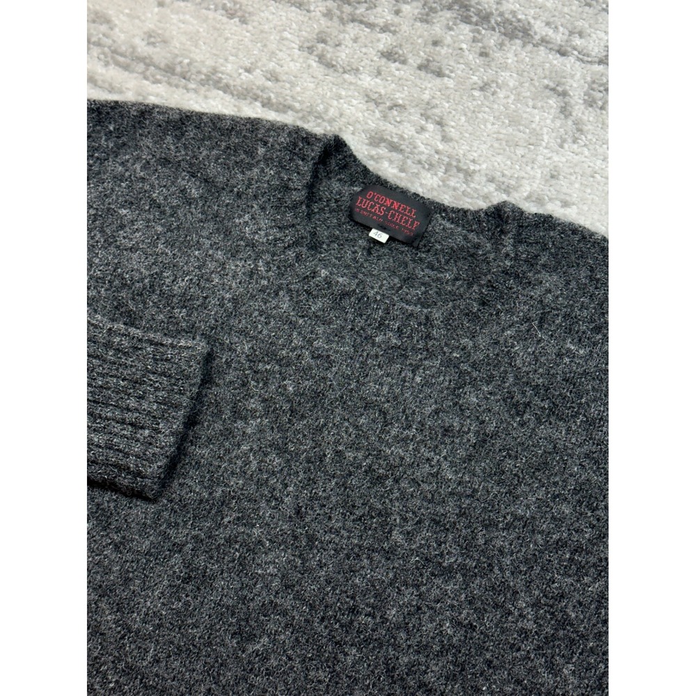 O'Connell Lucas-Chelf Sweater Mens 46 Charcoal Gray Pure New Wool Crewneck